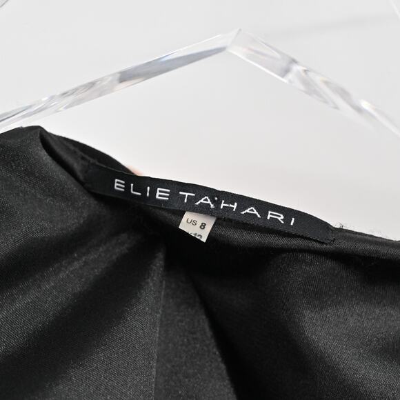 ELIE TAHARI Dress Size 8 Black Scoop Neck Pleated Front Detail Sleeveless Mini - Picture 9 of 13